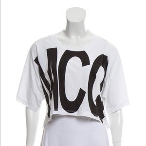 Alexander McQueen white logo crop top.